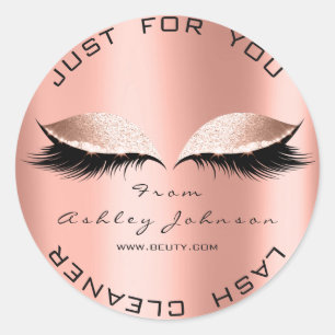 Pink Beauty Salon Glitter SPA Coral Lash Cleaner Classic Round Sticker