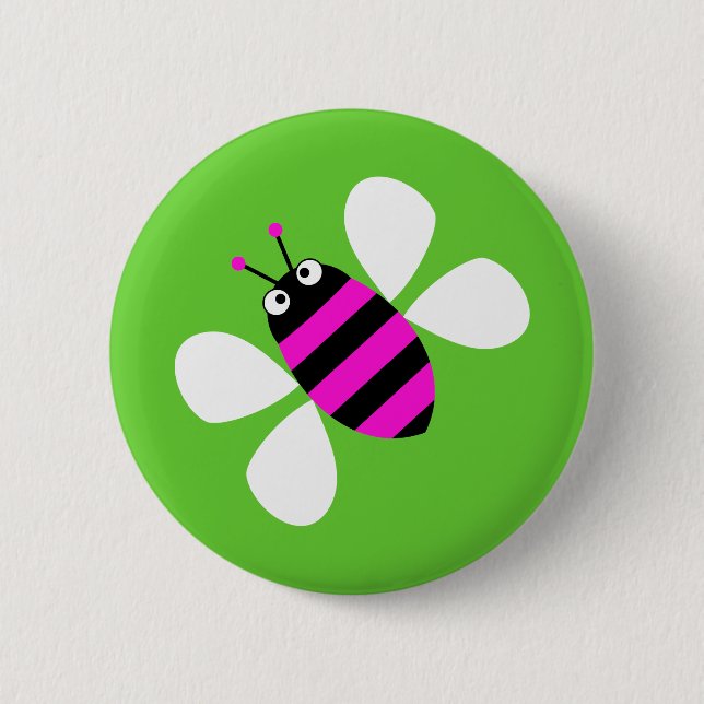 Pink Bee 6 Cm Round Badge (Front)