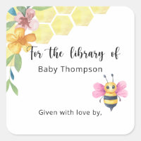 Pink Bee - Baby Shower bookplate, books for baby