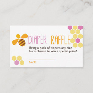 Pink Bee Diaper Raffle Ticket Enclosure Card