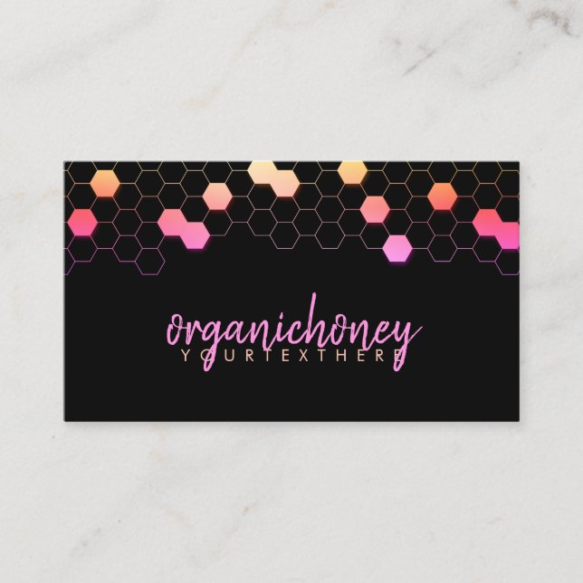 Pink Bee Farm Apiary Homemade Honeycomb Business Card (Front)