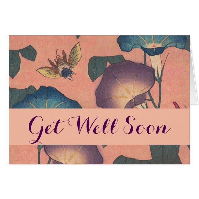 Pink Bee Flower Classic Hokusai Art (Front Horizontal)