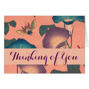 Pink Bee Flower Classic Hokusai Art