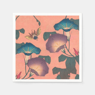 Pink Bee Flower Classic Hokusai Art Napkin