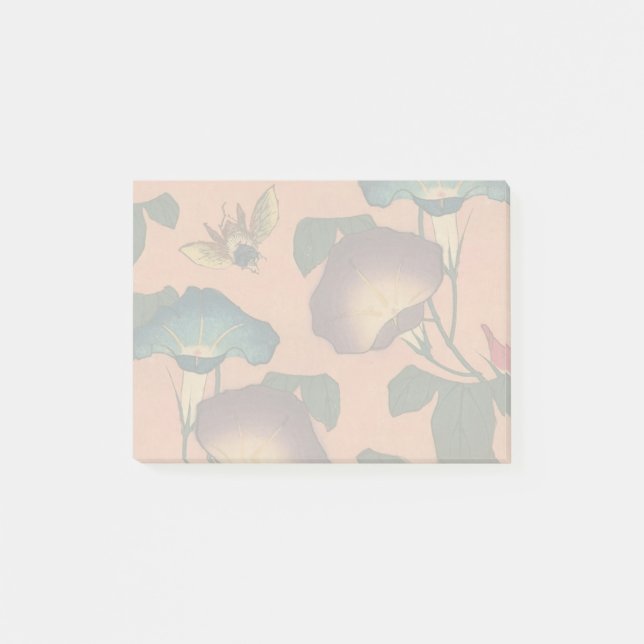 Pink Bee Flower Classic Hokusai Art Post-it Notes (Front)