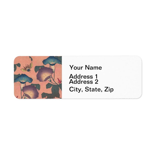 Pink Bee Flower Classic Hokusai Art Return Address Label (Front)