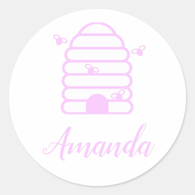 Pink Bee Hive Envelope Seals Sticker   (Front)
