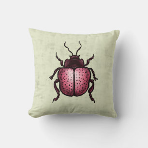 Pink Beetle Cute Goblincore Insect Lover Cushion