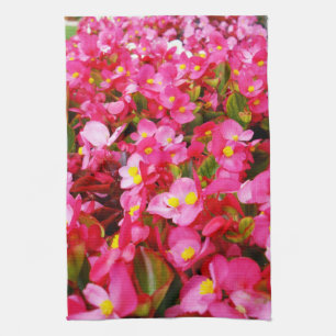 Pink Begonia Flowers, Tea Towel