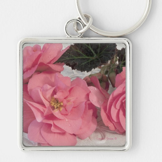Pink Begonias Key Chain (Front)