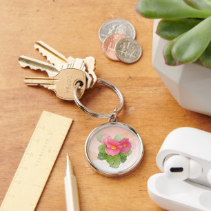 Pink begonias key ring