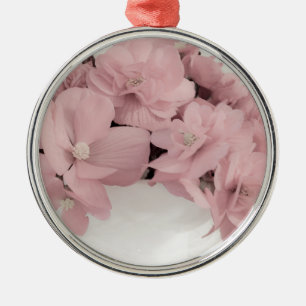 Pink Begonias Metal Ornament