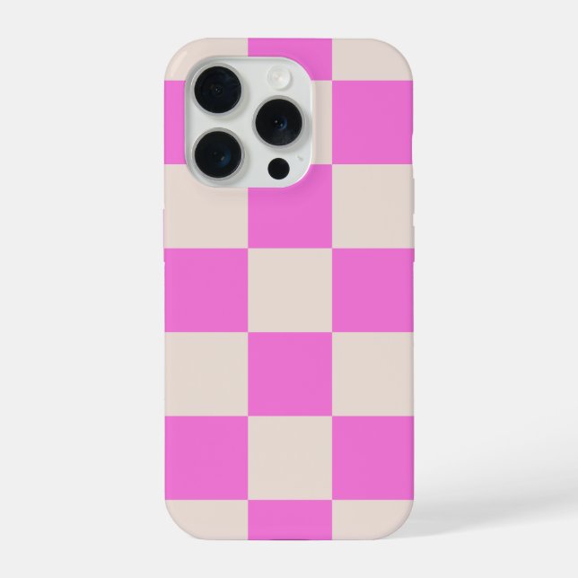Pink Beige Chequerboard Phone Case (Back)