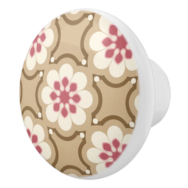 Pink & Beige flower Ceramic Knob (Right)