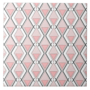Pink beige geometric pattern ceramic tile