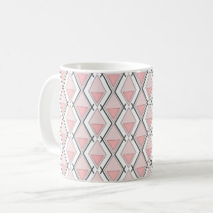 Pink beige geometric pattern coffee mug