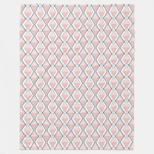 Pink beige geometric pattern fleece blanket