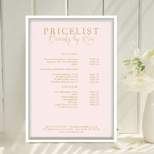 Pink & Beige-Gold Elegant, Salon Price List Poster