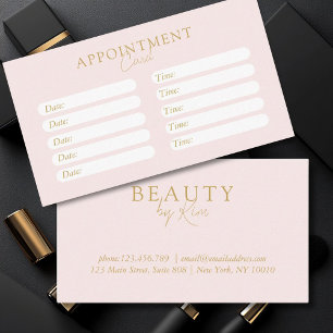 Pink & Beige-Gold, Minimal, Elegant, Salon Appointment Card