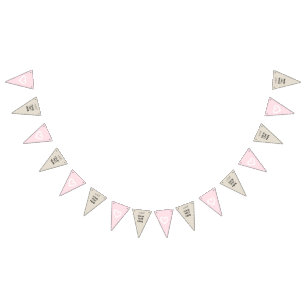 Pink Beige Hearts girl wedding Party CUSTOMIZE IT! Bunting