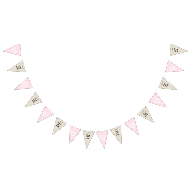 Pink Beige Hearts girl wedding Party CUSTOMIZE IT! Bunting (All)