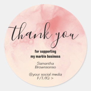 Pink Beige Modern Ombre girl boss thank you Classic Round Sticker