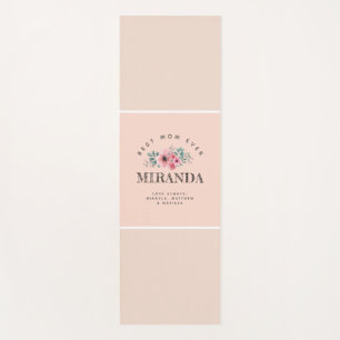 Pink & Beige Monogram Best Mom Ever Personalized Yoga Mat