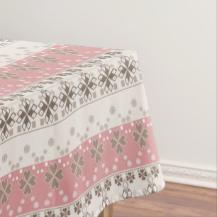 Pink beige ornament tablecloth
