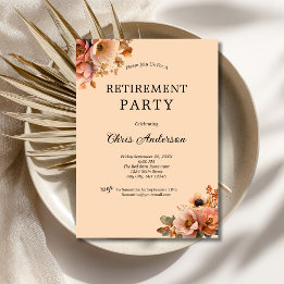 Pink Beige Party Floral Elegant Modern Retirement Invitation