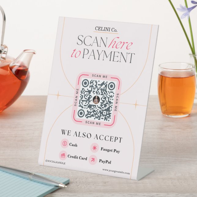 Pink & Beige QR Code Signs - Feminine Payment  (In SItu)