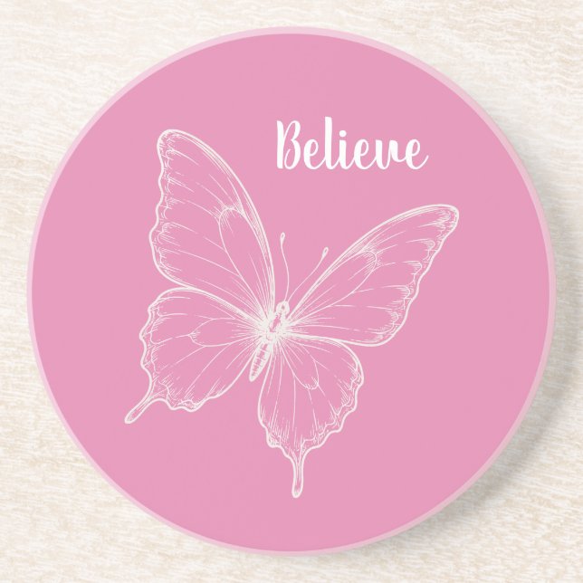 Pink Believe Butterfly Coaster (Front)