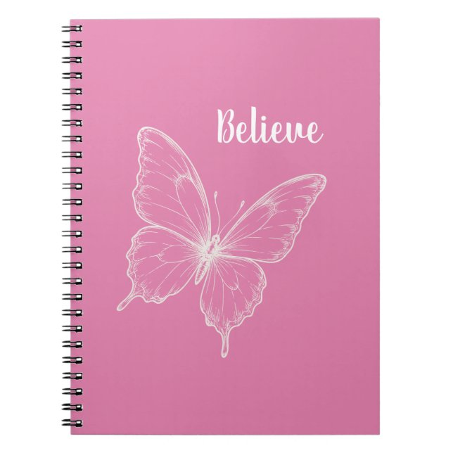Pink Believe Butterfly Notebook (Front)