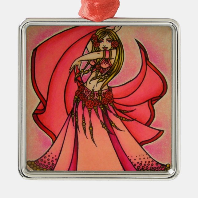 Pink Belly dancer Metal Tree Decoration (Front)