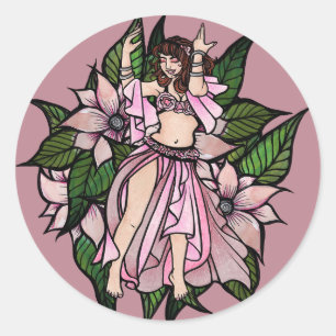 Pink Belly Dancer Shimmy                           Classic Round Sticker