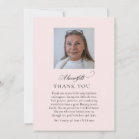 Pink Bereavement Funeral Photo Thank You
