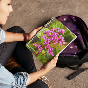 Pink Bergenia Flowers Floral Notebook