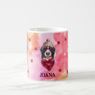 Pink Bernese Mountain Valentine's Day Gift Dog Coffee Mug