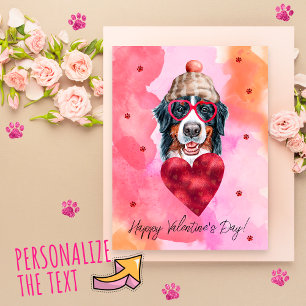 Pink Bernese Mountain Valentine's Day Gift Dog Holiday Postcard