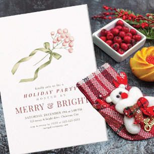 Pink Berries Corporate Christmas Office Council Invitation