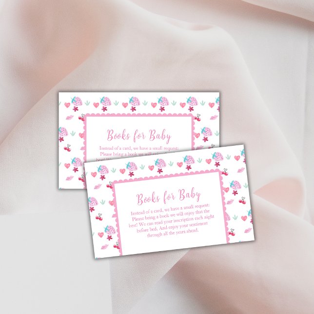 Pink Berry Sweet Sweetheart Books For Baby Shower  Enclosure Card (Pink Berry Sweet Sweetheart Books For Baby Shower Enclosure Card)