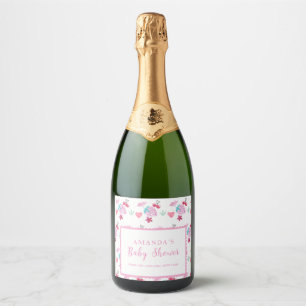 Pink Berry Sweet Sweetheart Valentine Baby Shower  Sparkling Wine Label