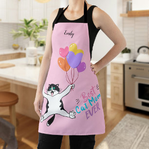 Pink Best Cat Mom Ever All-Over Print Apron
