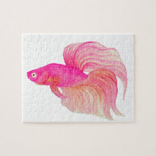 Pink Betta Fish Watercolor Jigsaw Puzzle