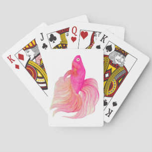 Pink Betta Fish Watercolor Playing Cards