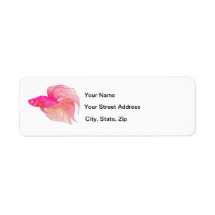 Pink Betta Fish Watercolor Return Address Label