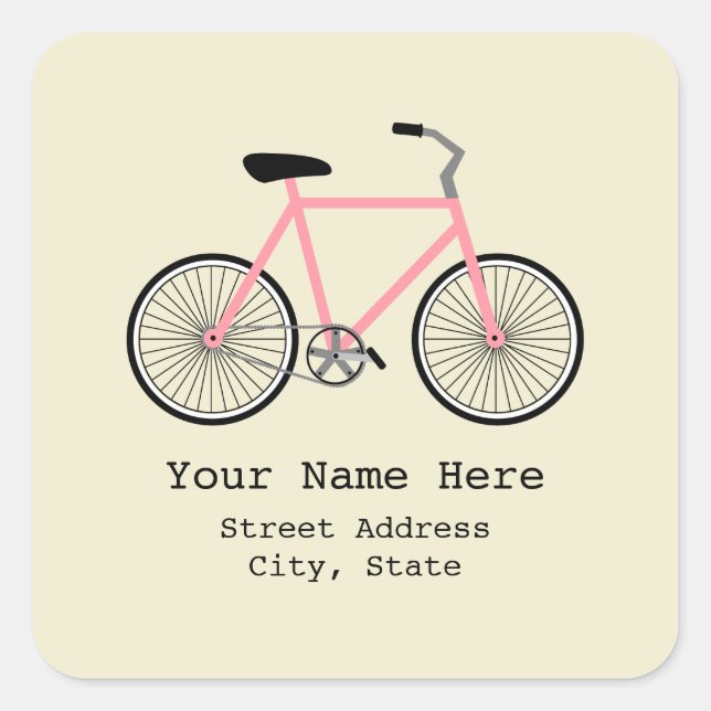 Pink Bicycle Address Sticker (Front)