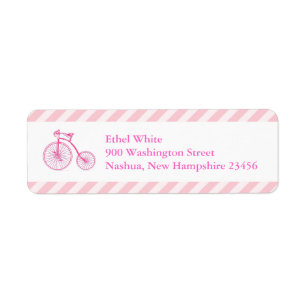 Pink Bicycle Baby Shower Return Address Labels