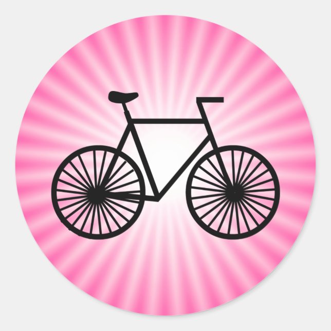 Pink Bicycle Classic Round Sticker (Front)