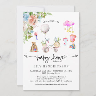 Pink Bicycle Drive-By Baby Shower Invitation