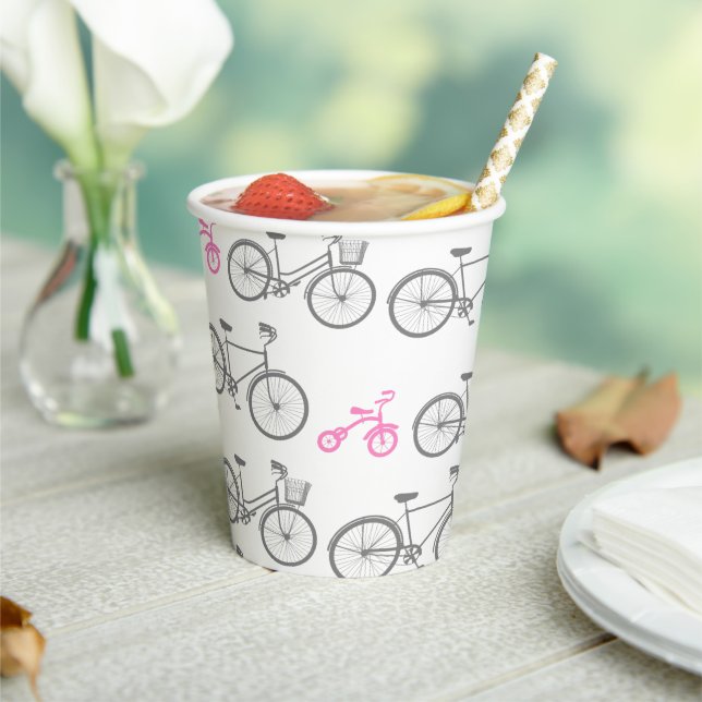 Pink Bicycle Paper Cups (Insitu)